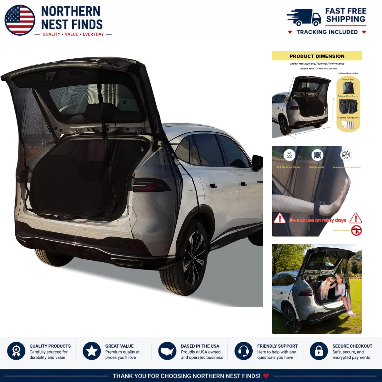 SUV Tailgate Mesh Screen – Enhance Ventilation & Mosquito Protection for Camping