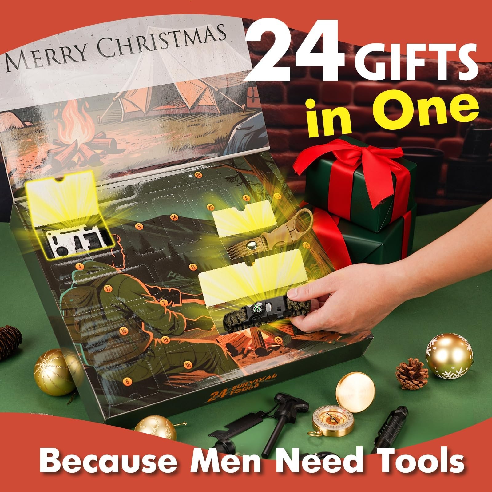 Survival Gear & Equipment 24 in 1, Essential Emergency Kit,Compact To Carry-SALE