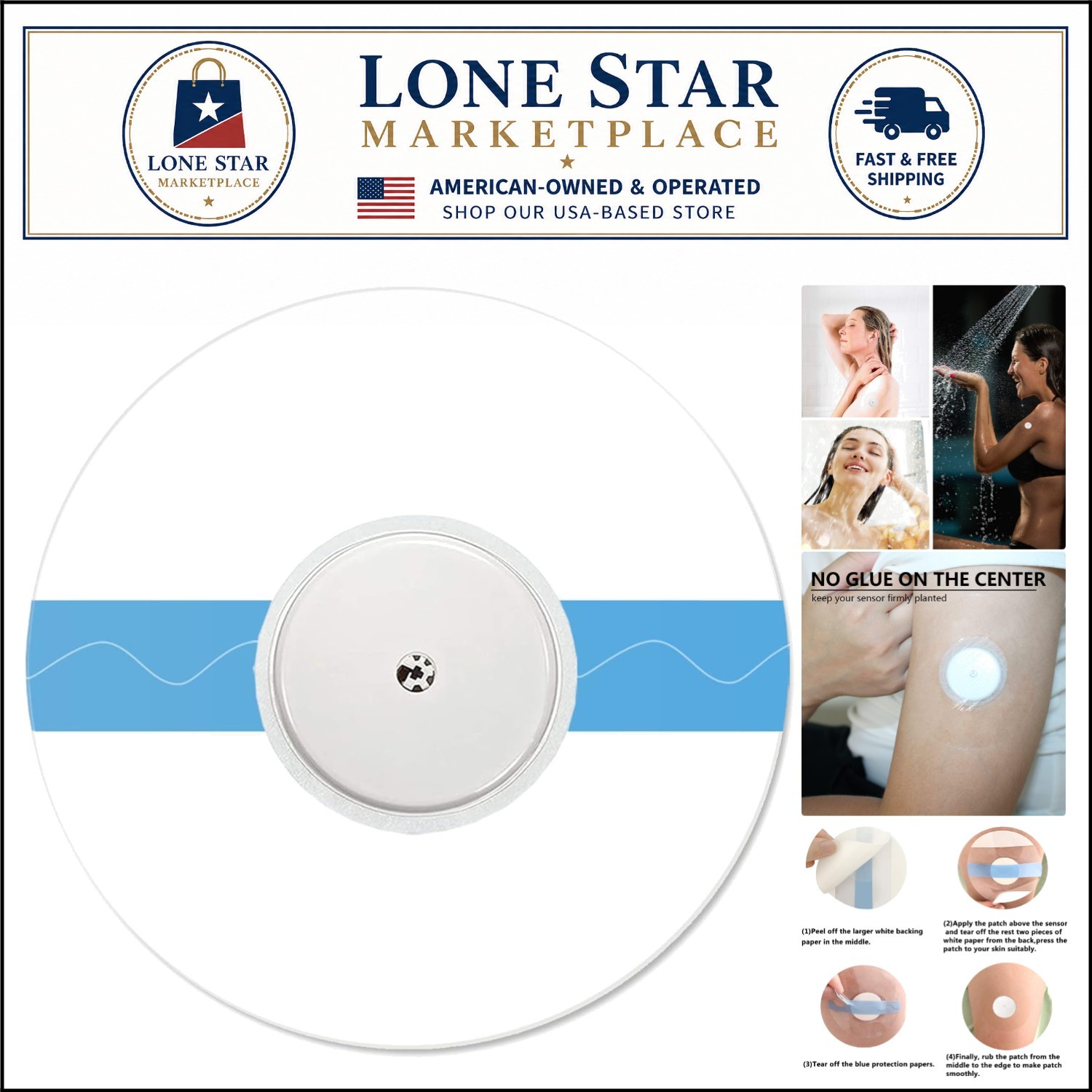 Adhesive Waterproof Patches for Libre 2/3/Plus – 55 Count Long-Lasting Covers