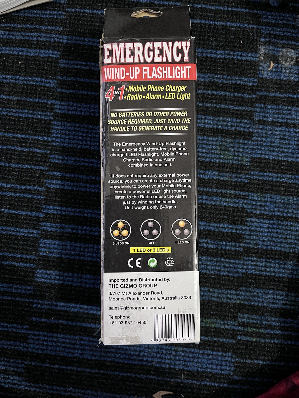 Gizmo Survival Emergency Wind-Up 4in1 Flash Light, Radio, Alarm & Phone Charger