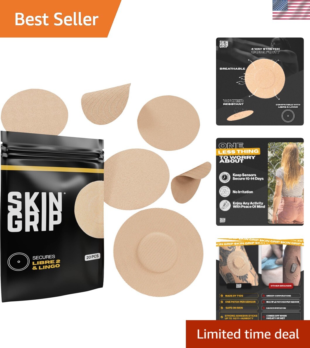 20-Pack Waterproof Freestyle Libre 2 Sensor Covers – Skin-Friendly Tan Adhesive