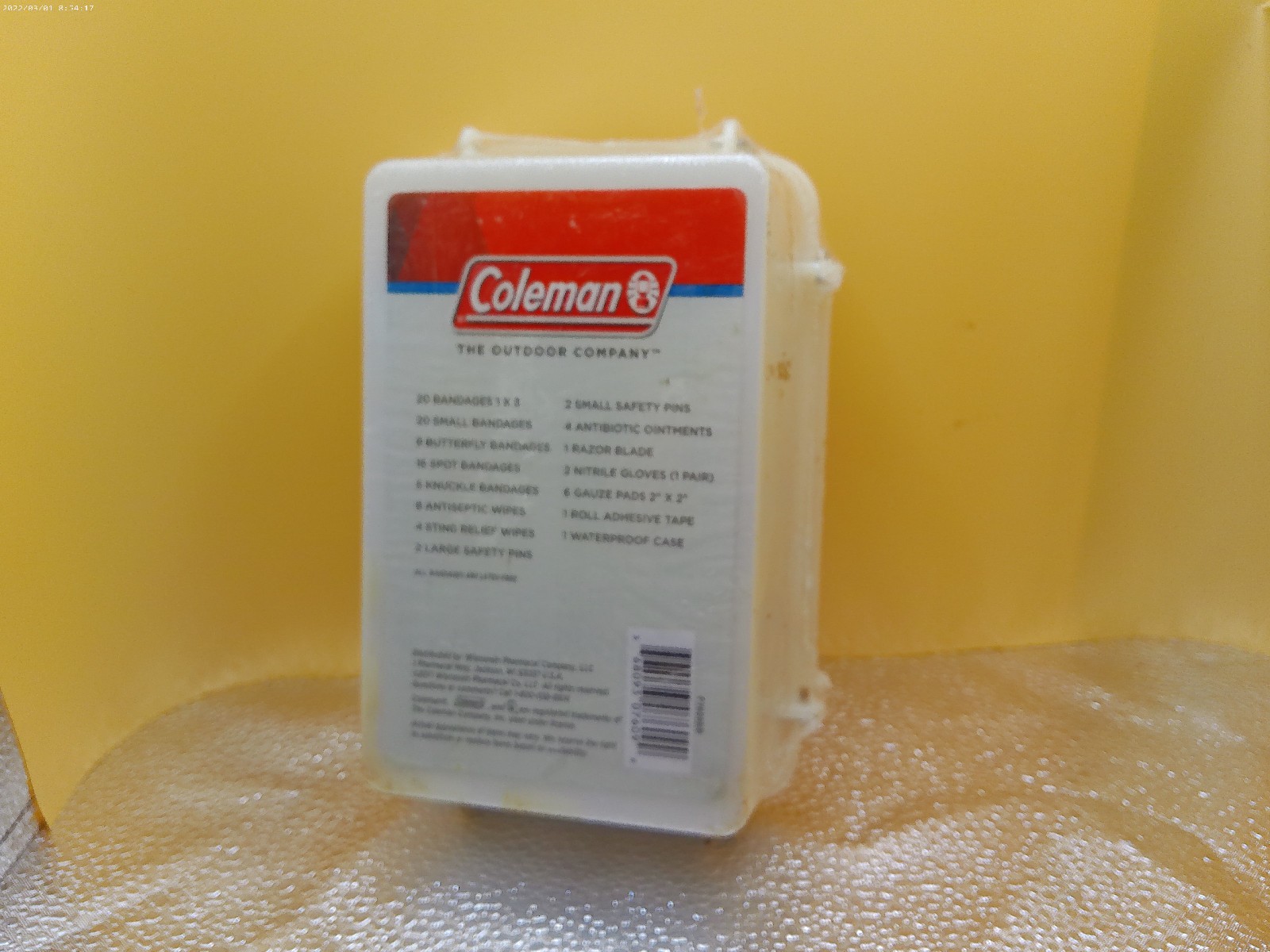 Coleman first aid kit NOS sealed vintage camping outdoors sportsman waterproof