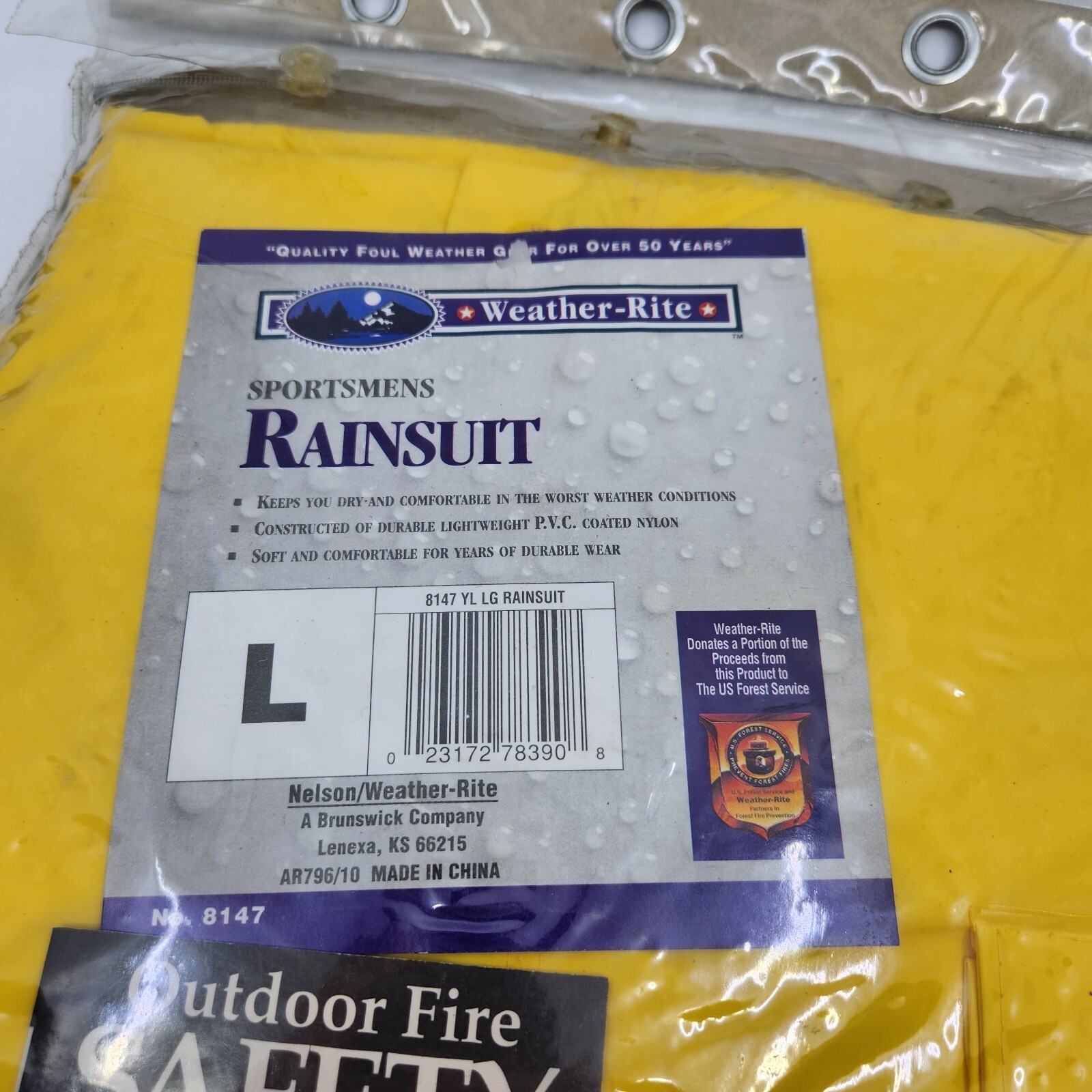Weather-Rite Yellow PVC Coated Nylon Waterproof Rainsuit #8127 Size L Open Pkg