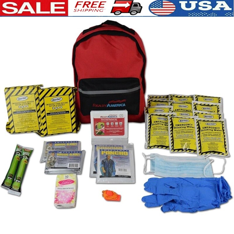 72 Hour Emergency Kit 2 Person Survival Backpack First Aid Food Water Camping US