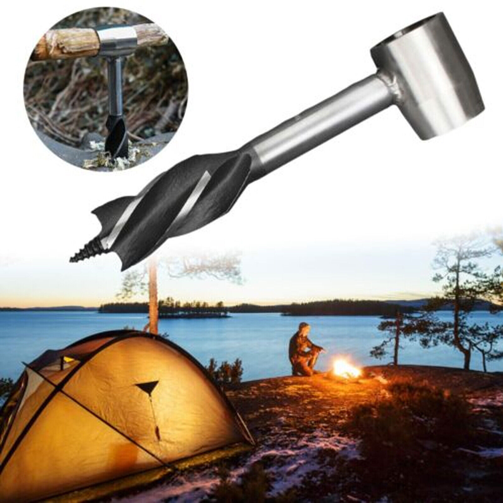 Manual Hand Auger Wrench Outdoor Survival Gear Wood Drill Kit for Bushcraft Tool