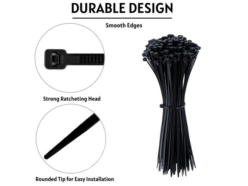 400 Black Cable Zip Ties Assorted Sizes 100 PACK of 4″-12″ Camping Survival Gear