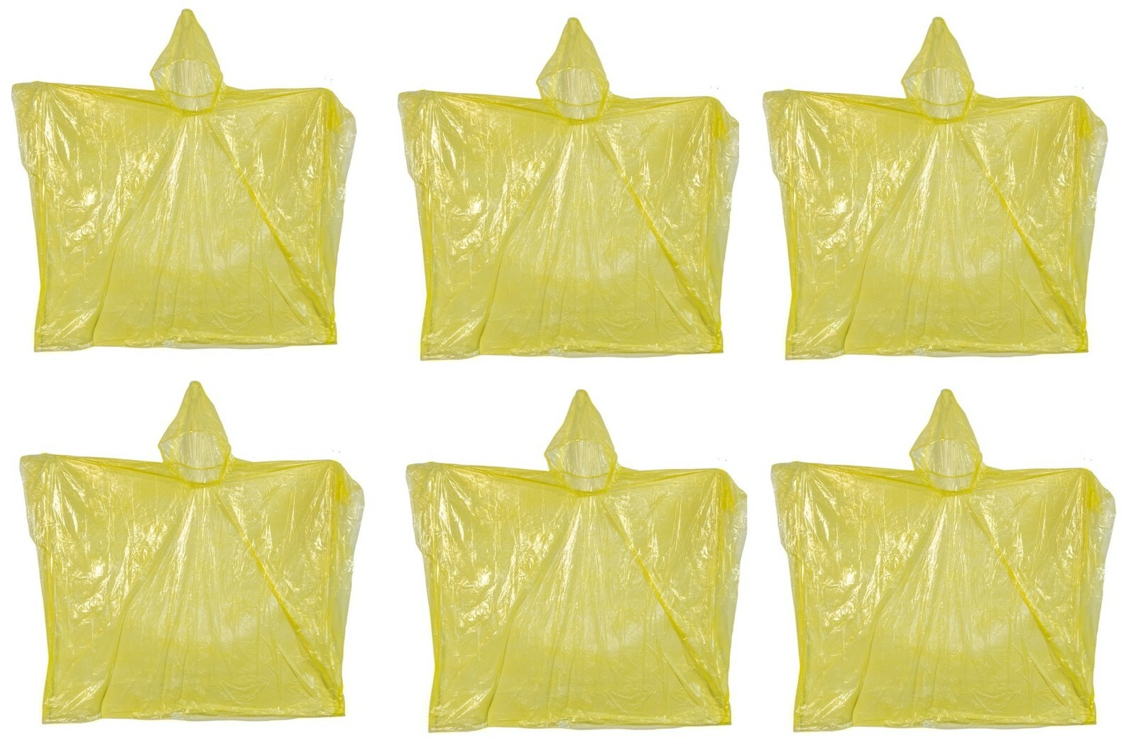 (6) Emergency Rain Poncho Survival Yellow Raincoat Outdoor Concerts Parks Camp