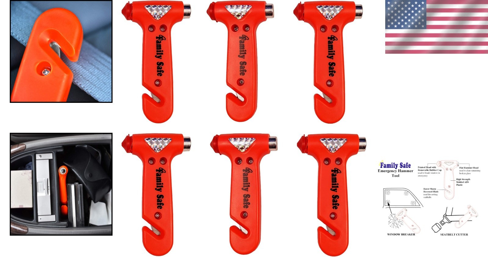 6 Pack Emergency Escape Tool – Essential Seatbelt Cutter & Window Breaker