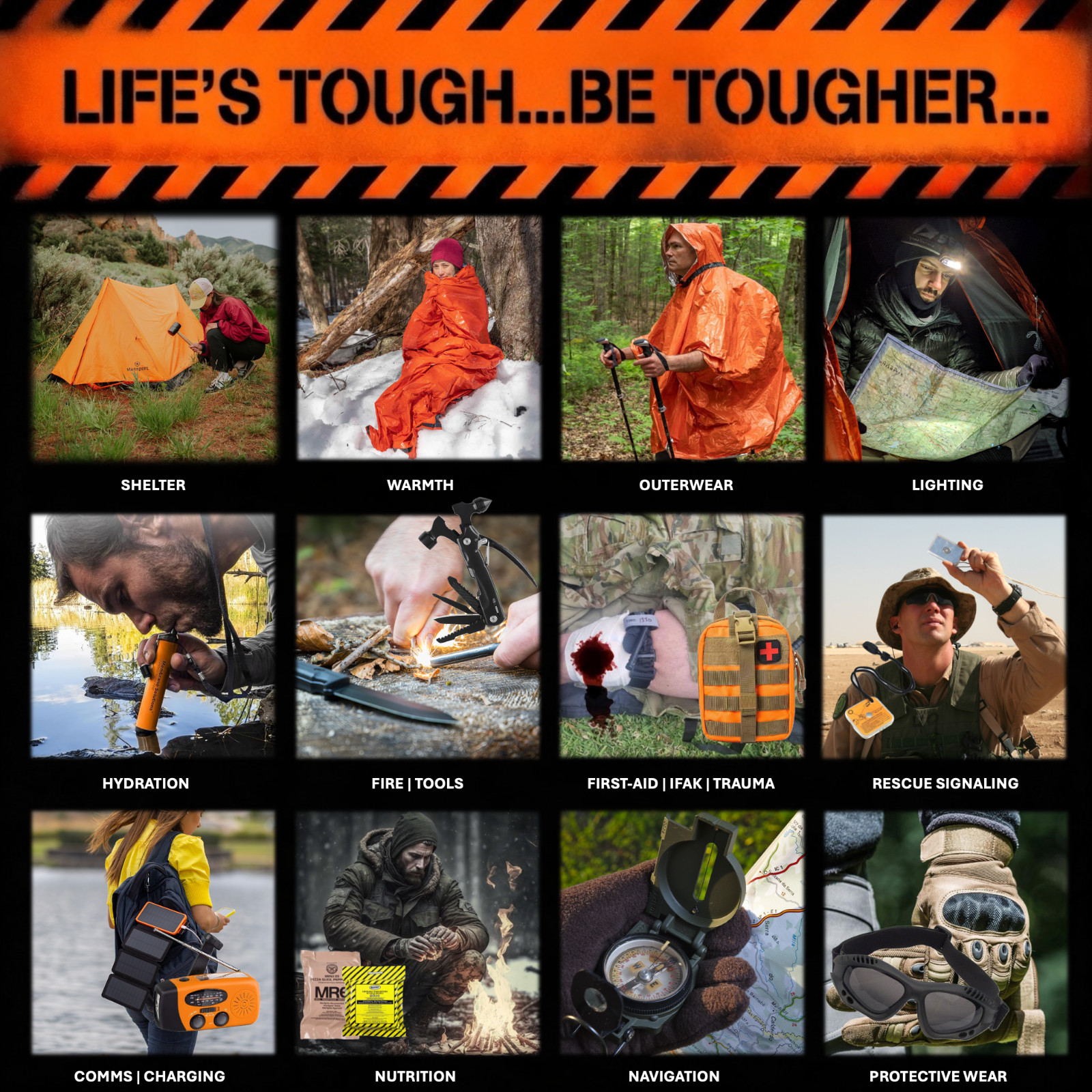 72+ Hour 4-Man Emergency / Survival Kit / Bug Out Bag / Tactical Backpack