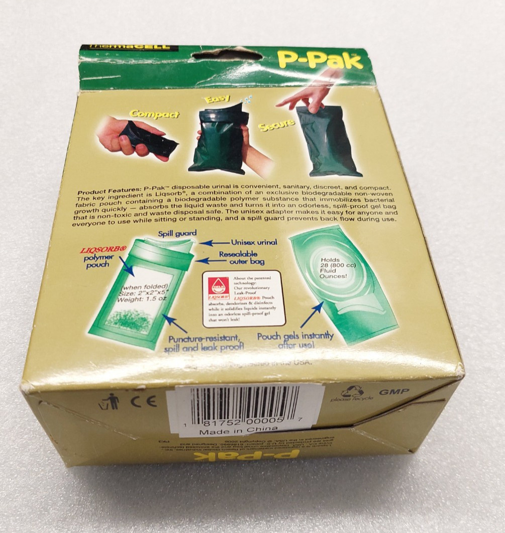ThermaCell Disposable P-Pak 2 Pack Urine Absorbent Pouch Camping Boating Fishing