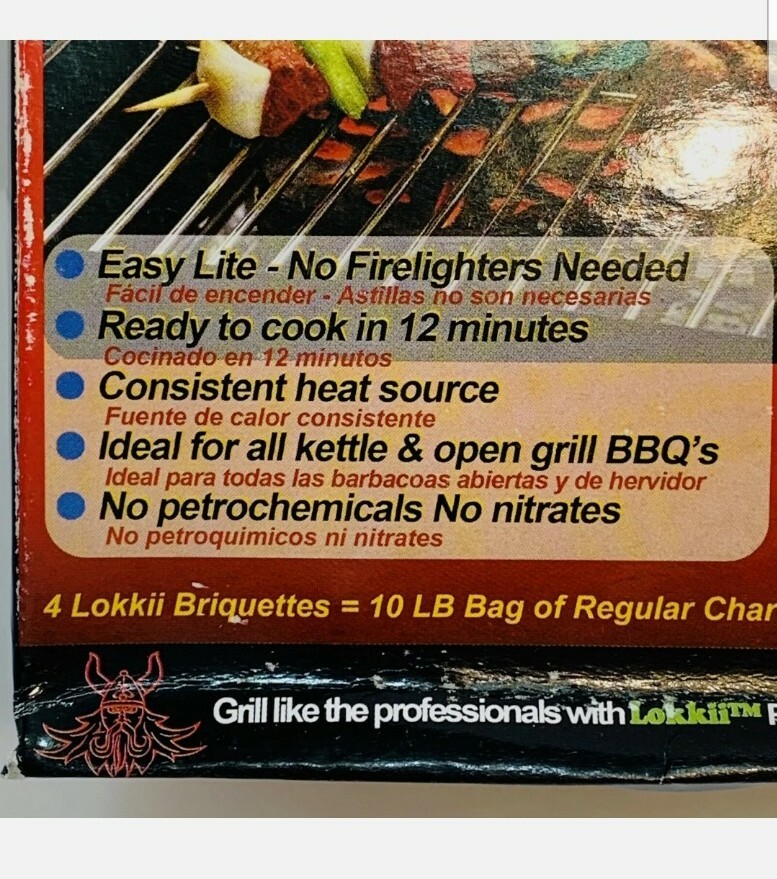 LOKKII BBQ BRIQUETTES READY TO LITE CAMPFIRES OR GRILLS Box Contains 2 Briquett
