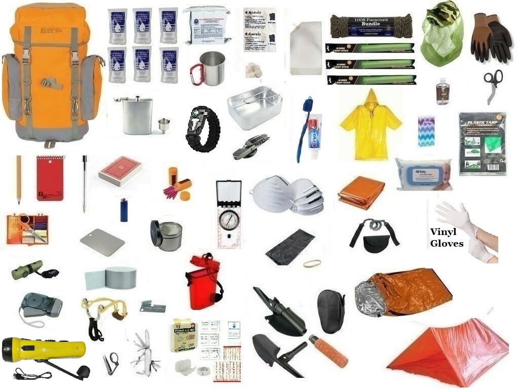 Orange/Gray 3 Day Deluxe Emergency Survival Kit Bag Disaster Earthquake 72 Hour