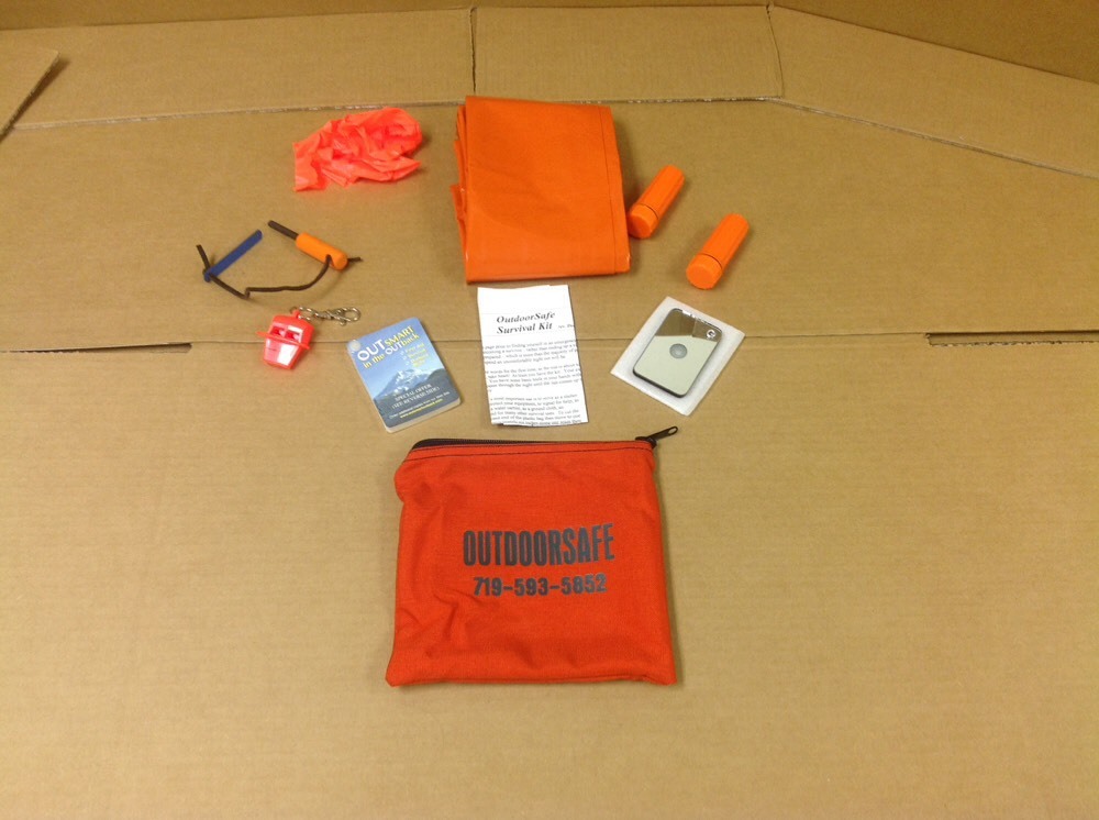 Outdoorsafe Survival Kit New With Carry Bag Signal Mirror Whistle Match Case