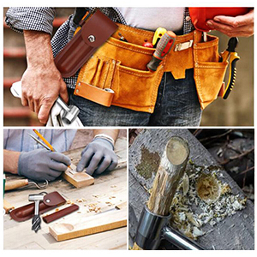 Outdoor Survival Gear Hand Auger Wrenches with Leather Case Drill Wood Pegs