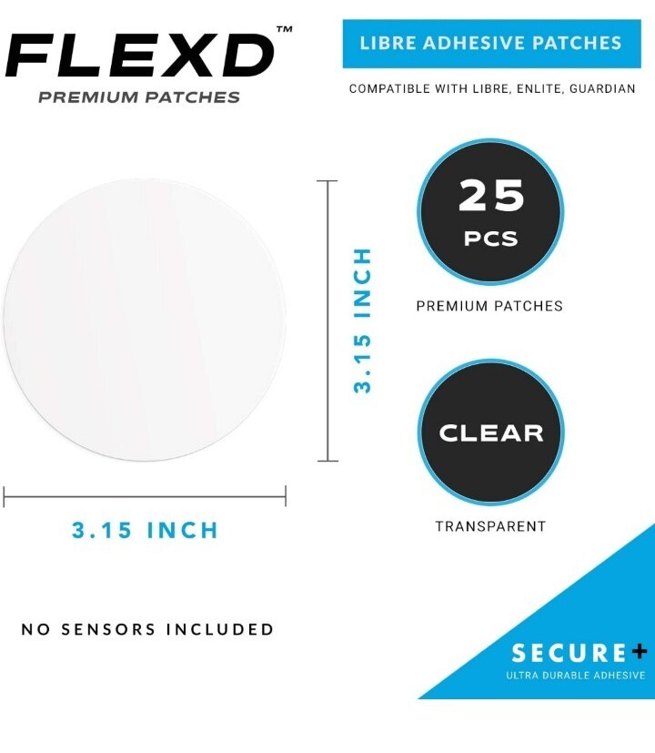 Flexd – Libre Adhesive Patches (25-Pack) Waterproof Patch, Cgm Protection Tap