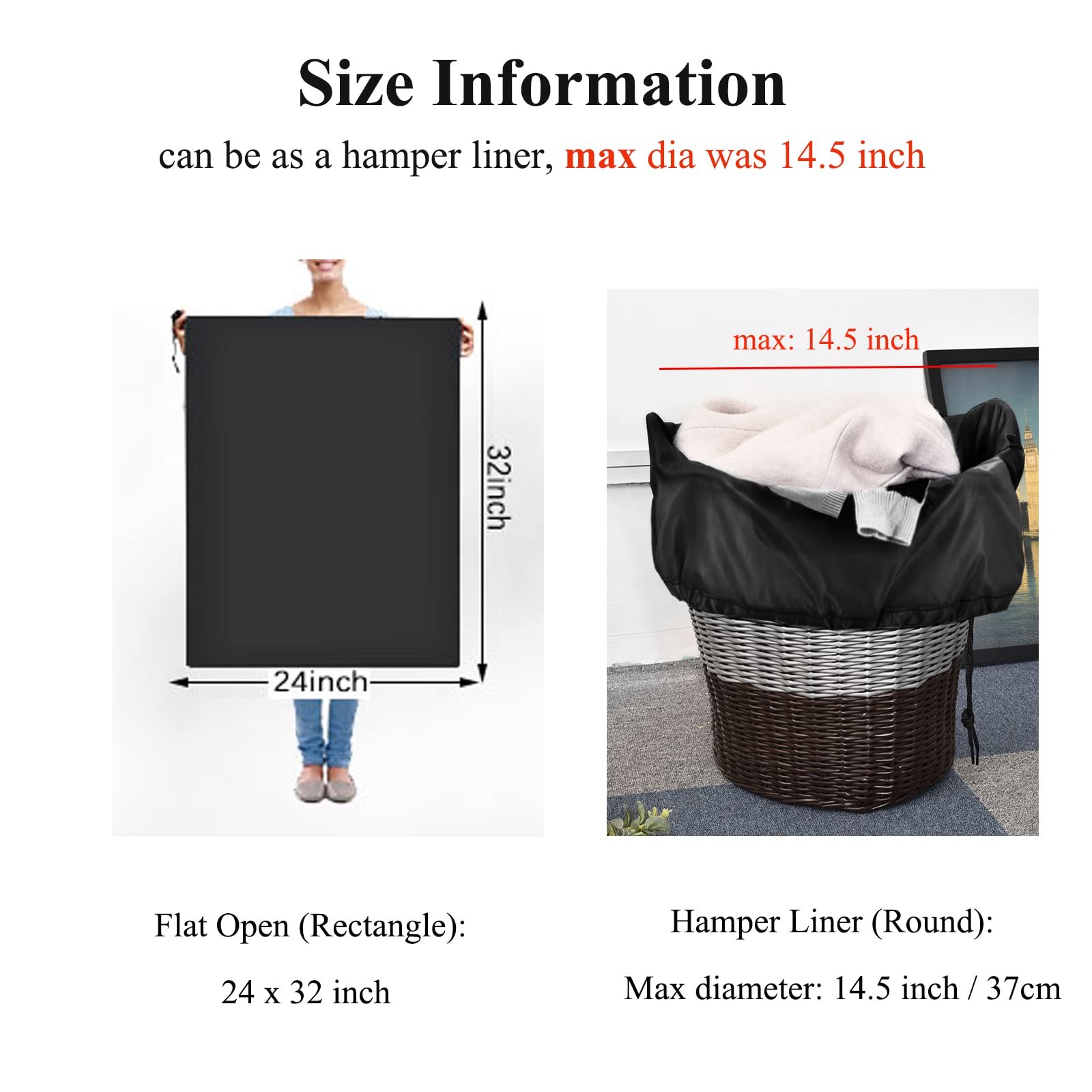 OTraki Medium Laundry Bag 24×32 inch Heavy Duty Travel inch, Black