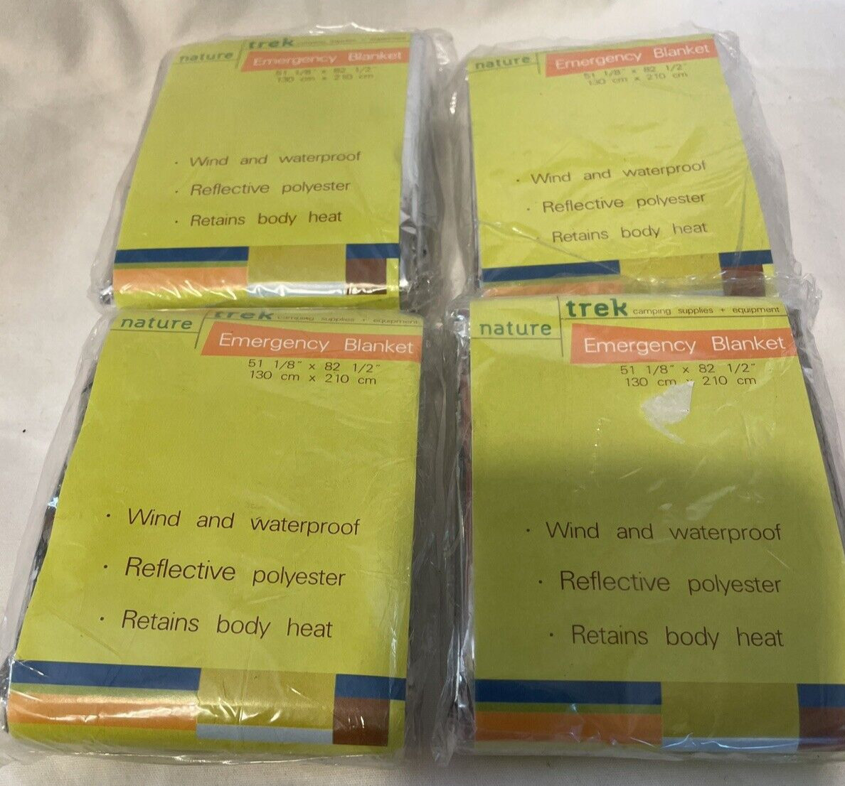 Four (4) Nature Trek Emergency Rescue Space Thermal Blankets 82.5″x51.25″