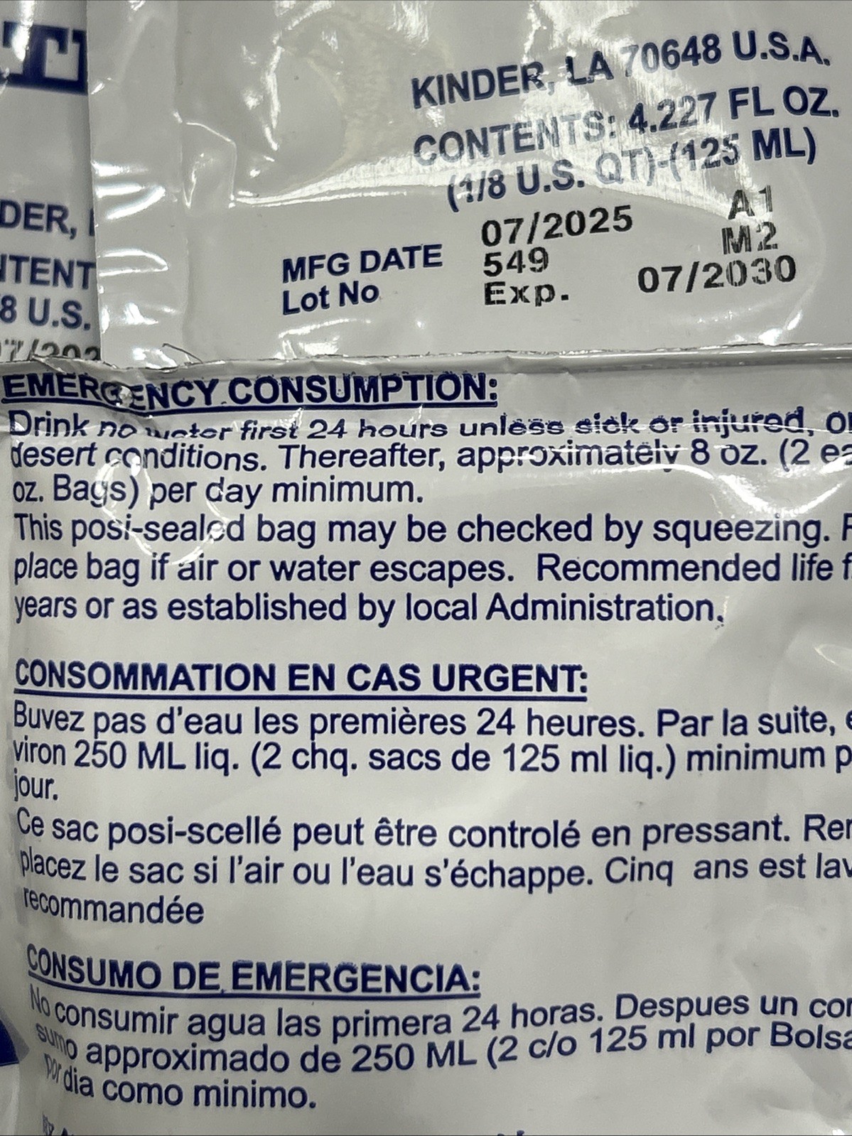 Portable 16 Packs Emergency Water Packet 4.227 oz 3 day/72 hour supply Water US