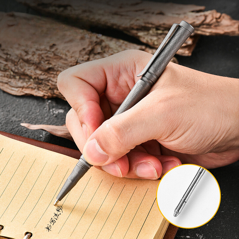 Titan Alloy Pen 4.7″ Ballpoint Pen with Pocket Clip Refillable Compact Size