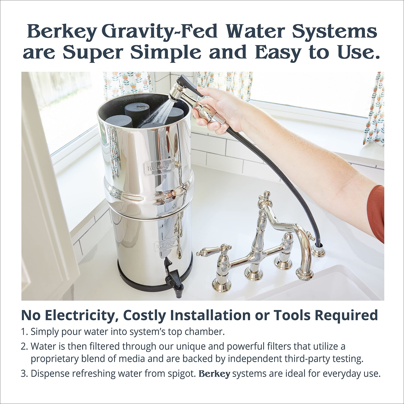 Crown Berkey Gravity-Fed Water Filter with 2 Black Berkey Elements and 2 Berkey