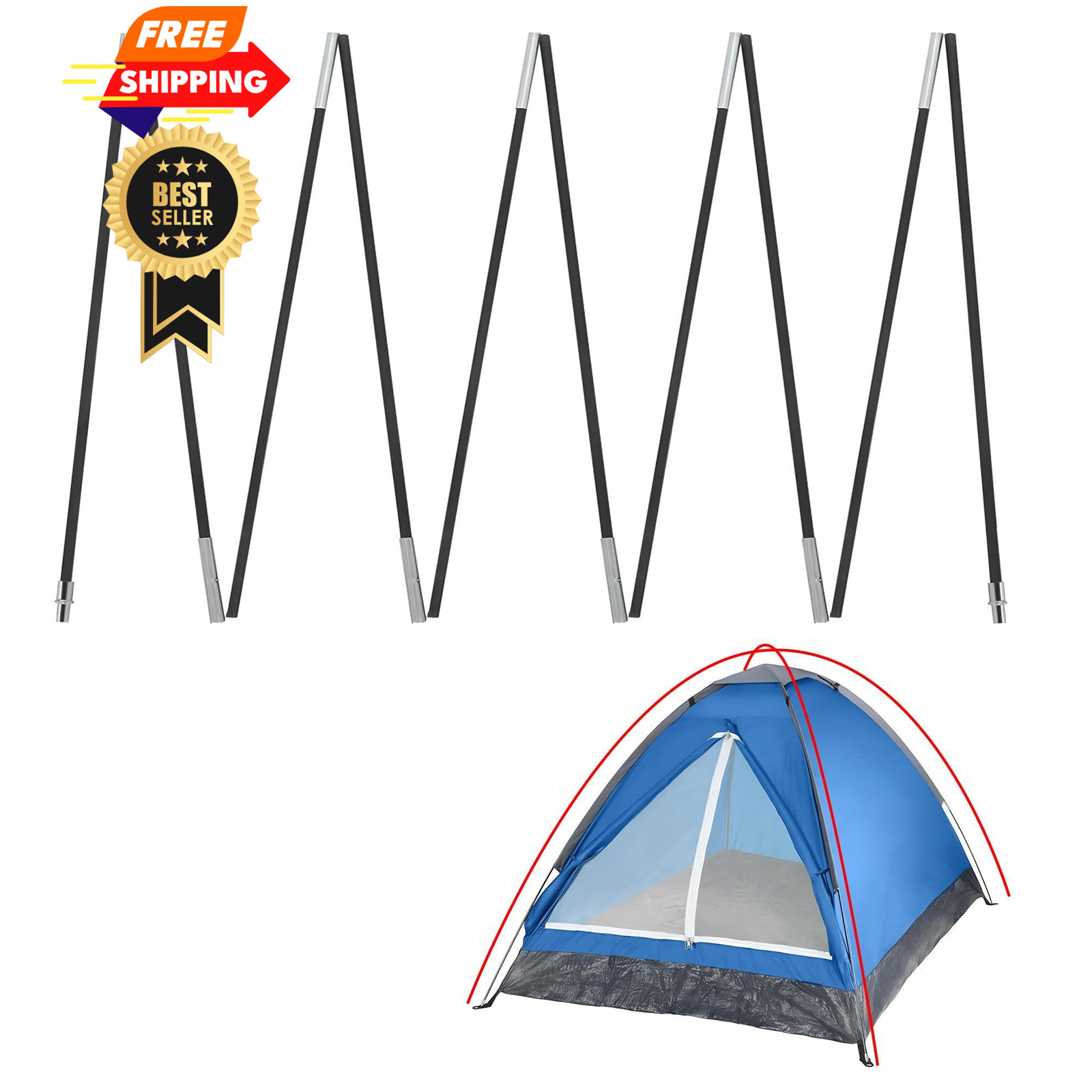 Vekclit 1PCS Tent Poles for Wakeman 2-Person Camping Tent, 169”, Black