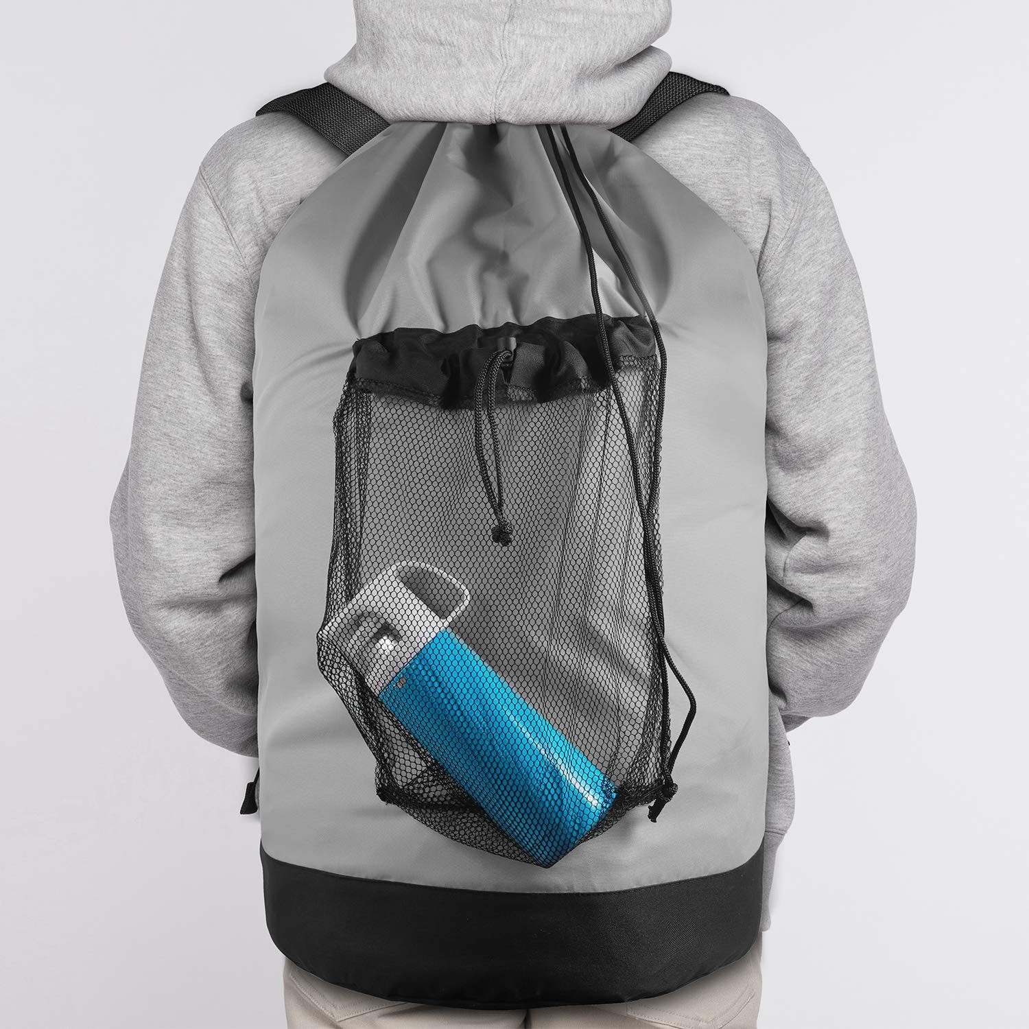 Dalykate Backpack Laundry Bag, with Shoulder Large, Grey