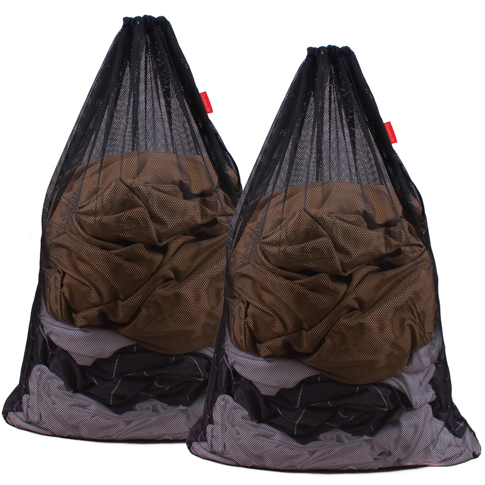 DuomiW 2 Pack Mesh Laundry Bags, 24 x 36 Inches Heavy 24 x 36 Inches, Black
