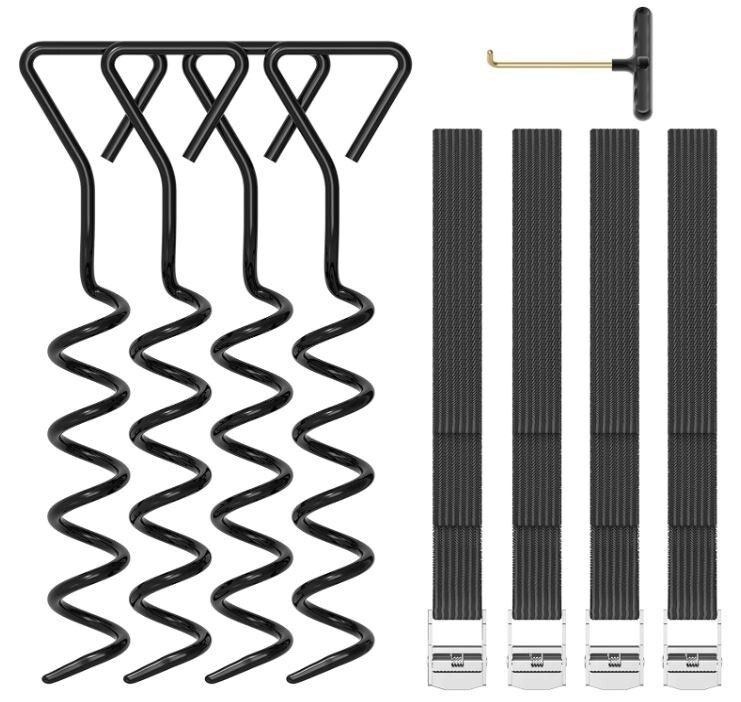 Ground Anchor screw Corkscrew Tie Down Straps tent trampoline stakes large 13″