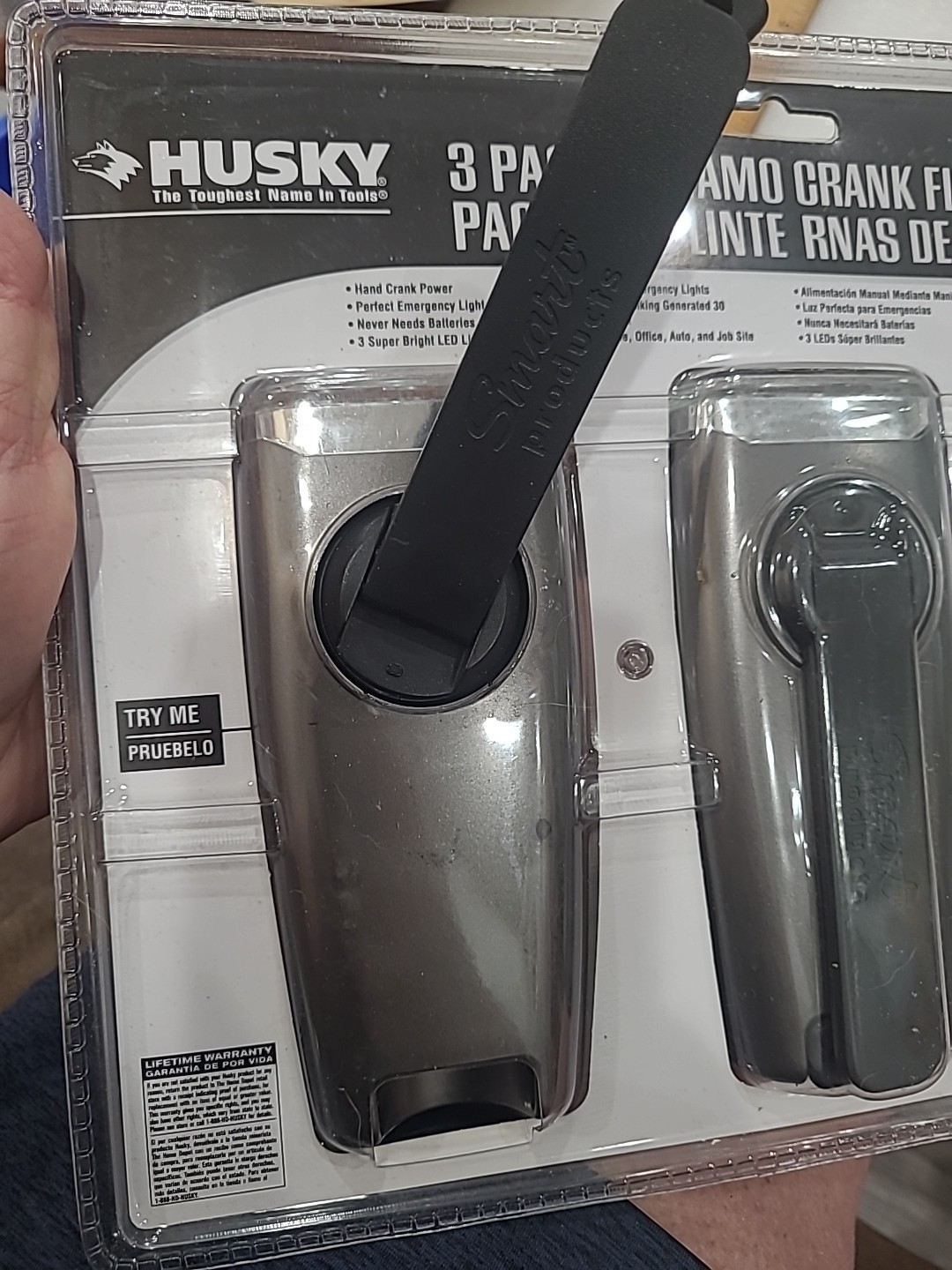 Husky 3 Pack Dynamo Crank Flashlight Survival Gear Prepare Storm NO batteries