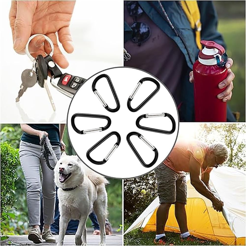 Aluminum Carabiner Clip, Carabeaner D Ring Shape,Spring Snap Key Chain Clip Hook