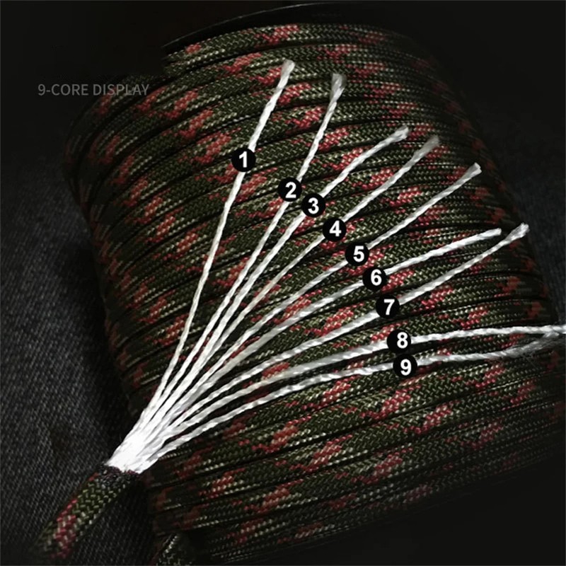 100M 550 Military Standard 9-Core Paracord Rope 4mm Outdoor Parachute Cord Survi