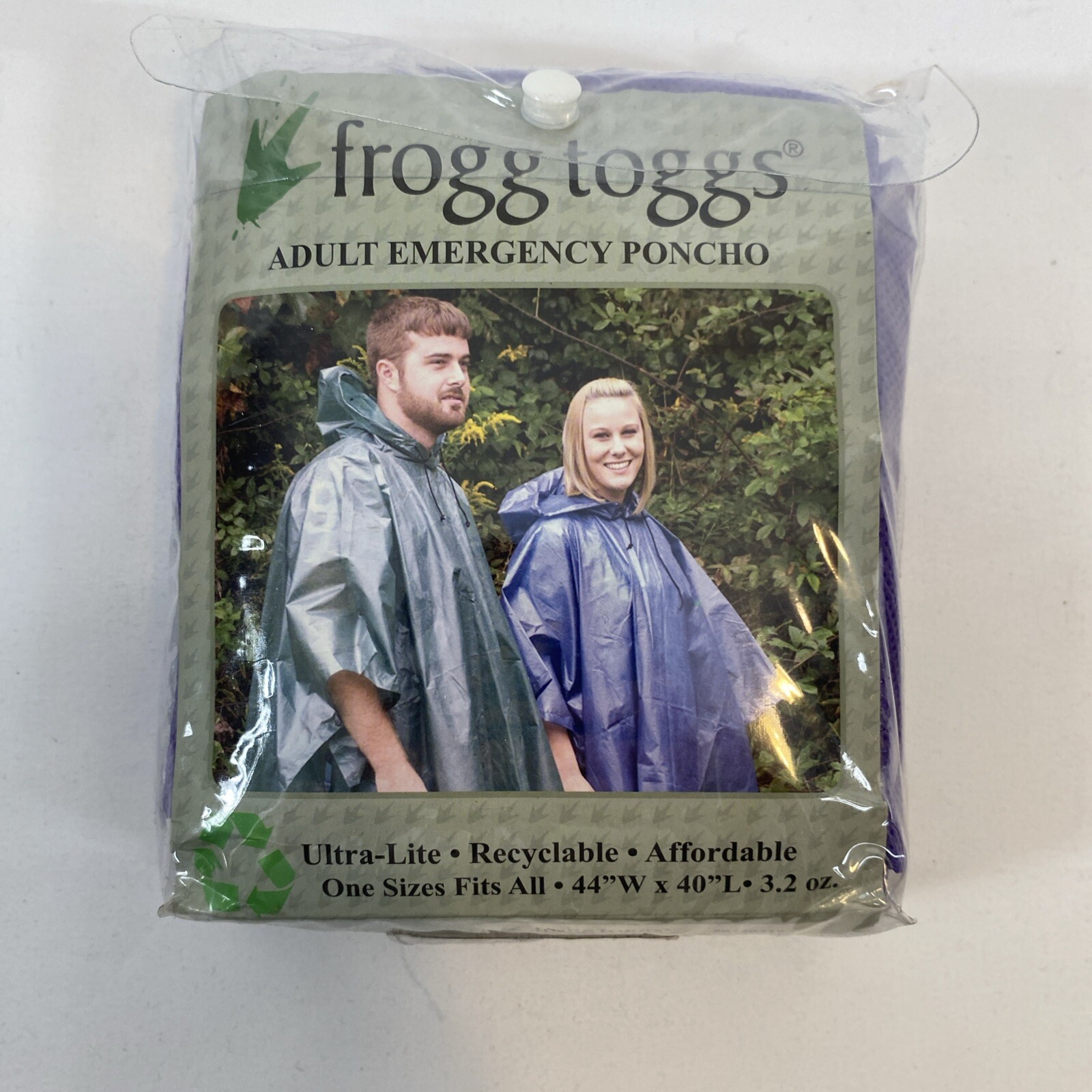 Frogg Toggs Purple Adult Poncho Ultra Lite “One Size Fits All” 44″W x 40″L