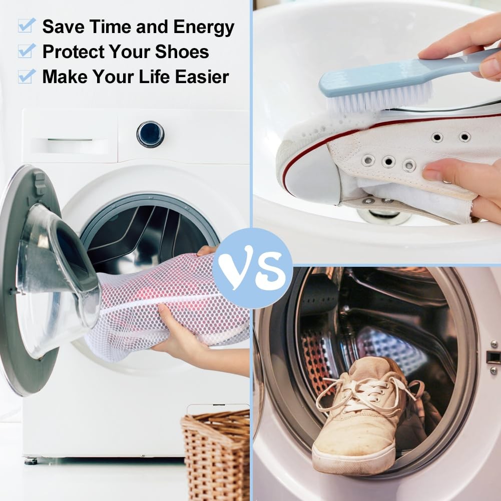 Vivifying Shoe Washing Machine Bag, 2 Pack 2 Bags (7.8″ x 14″), White