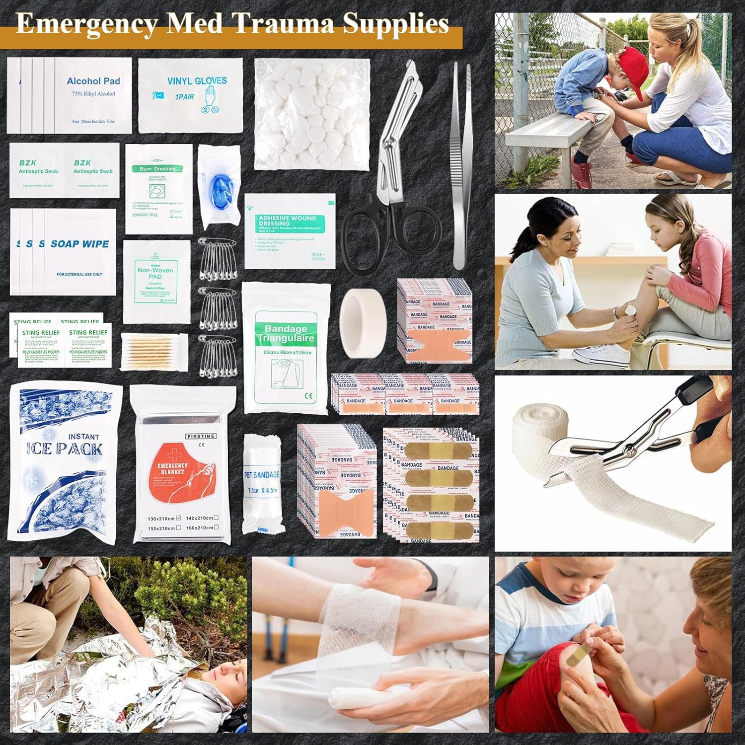 318 PCS Emergency Survival Kit, Survival Gear and Equipment First Aid Kit Med