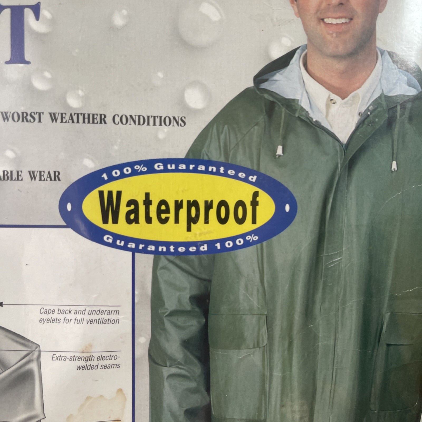 New Vintage Weather-Rite Waterproof Rainsuit PVC Mens Large All Purpose