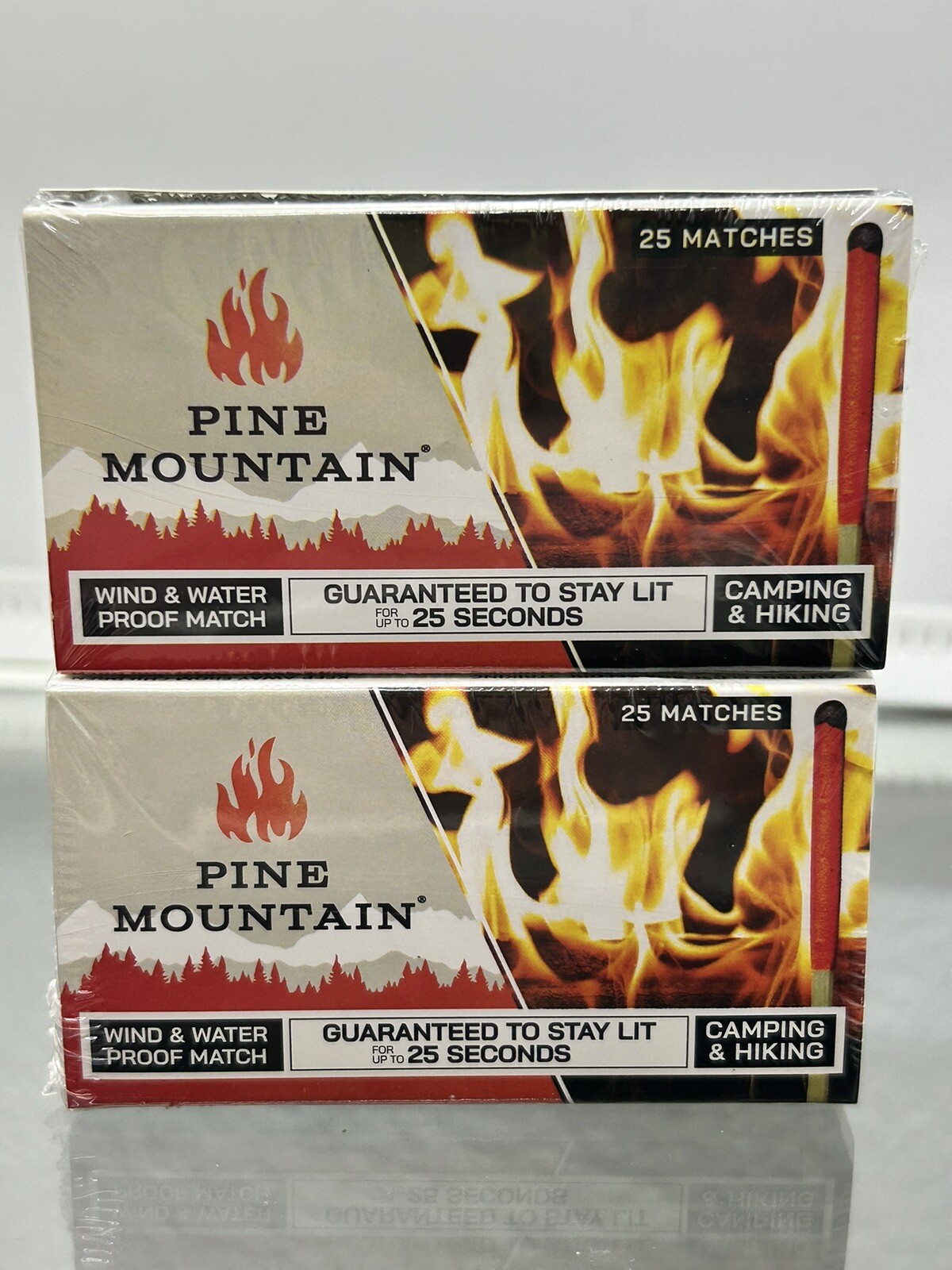 Pine Mountain Wind & Waterproof Matches 2 Boxes of 25 Each, 50 Total