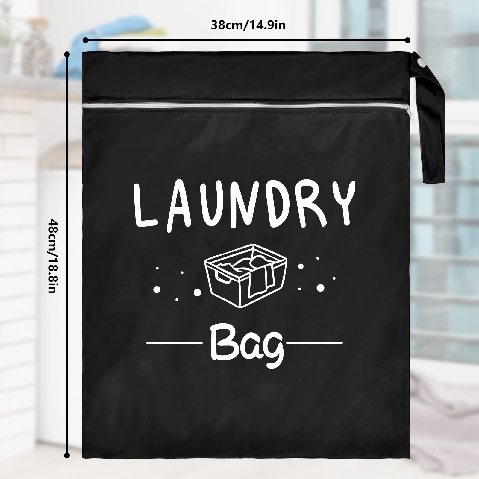 2 Pcs Large Travel Laundry Bags – Waterproof Wet Dry 14.9 x 18.8, Black+Grey