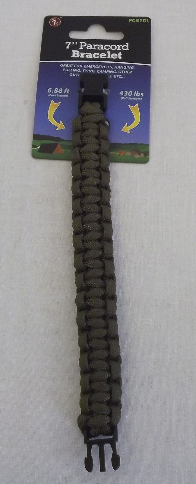 New Paracord Survival OLIVE GREEN Bracelet 7″ Small Wrist 7 Strands 430 Lbs