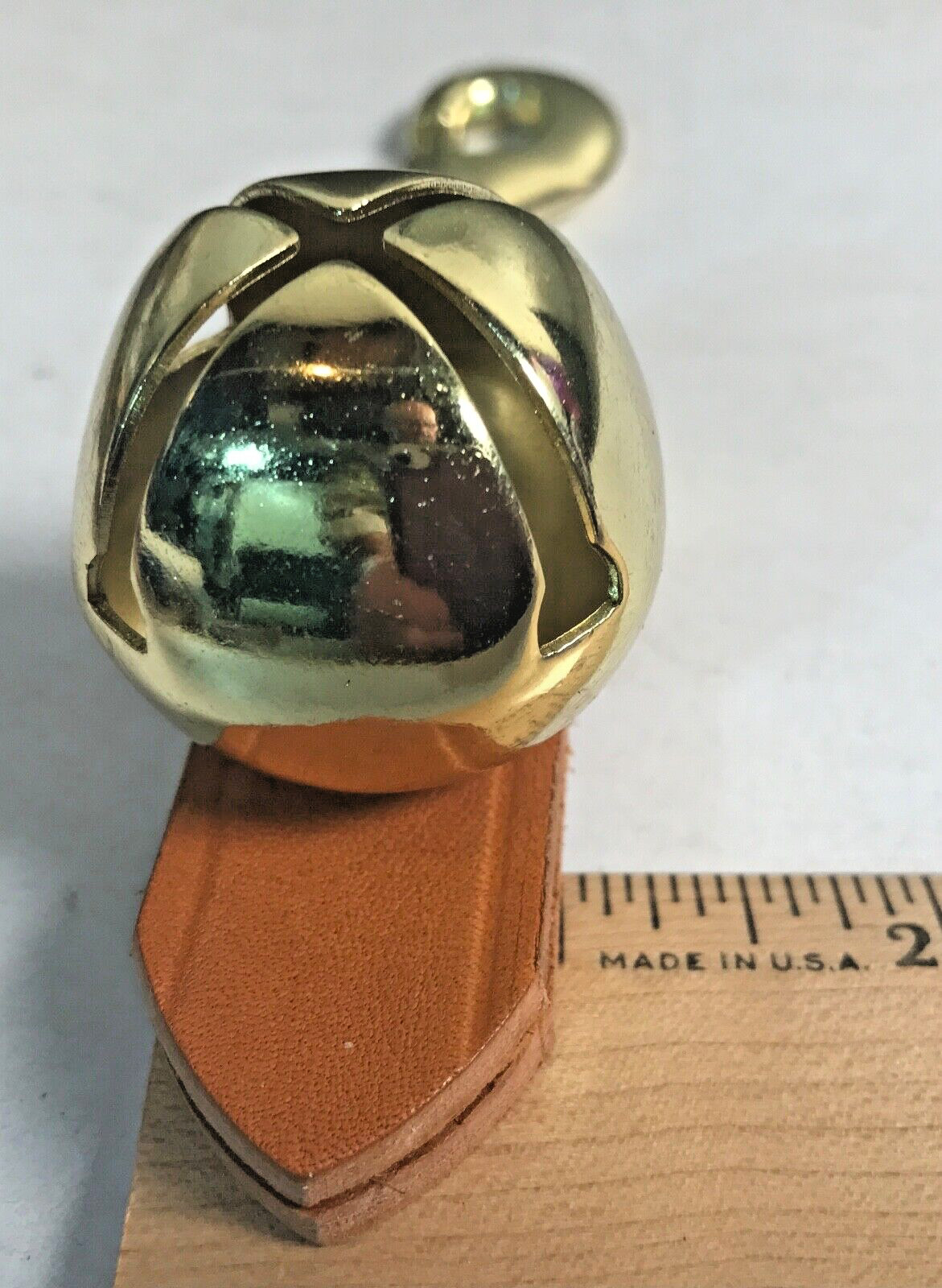 BEAR BELL HD Brown Leather Fob 5 3/4″ REPELS Predators Hike Fish Safety Man Dog