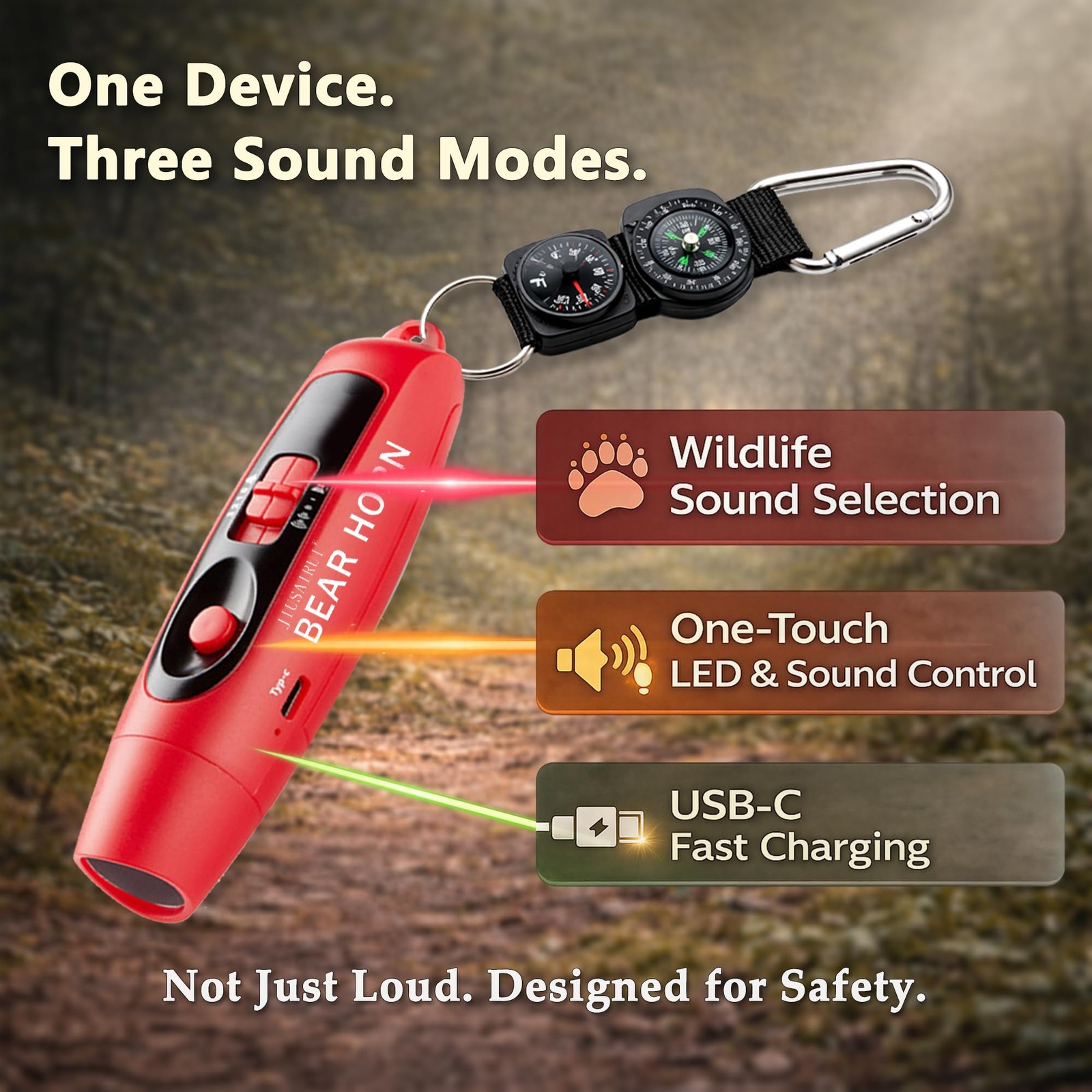 LED Rechargeable Air Horn – Bear Horn to Scare Bears – for Outdoor