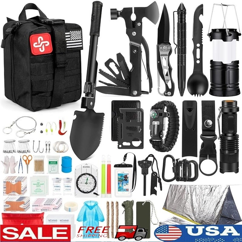 250Pcs Survival Kit Emergency First Aid Portable Molle Bag Adventure Gear New