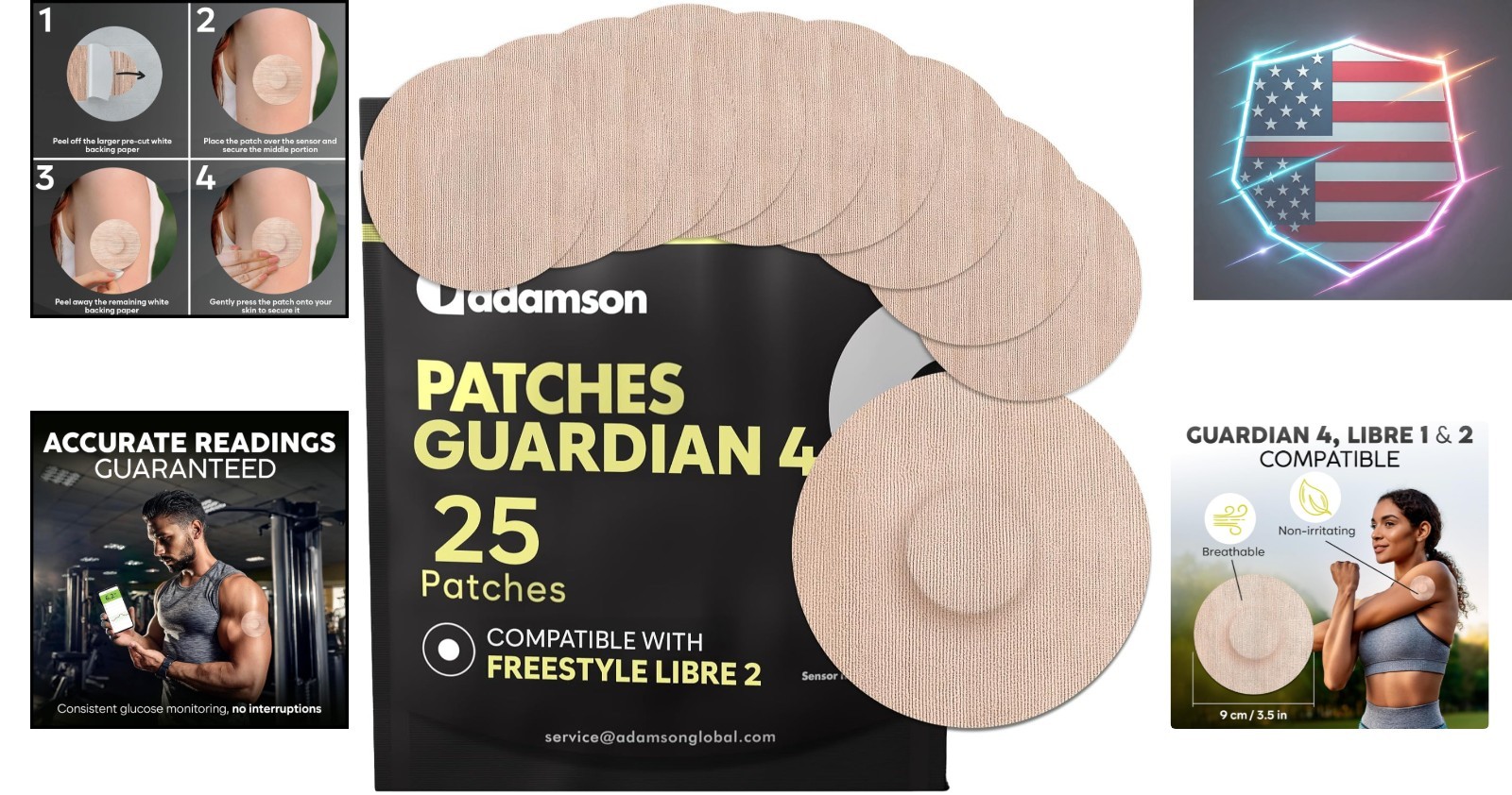 Guardian 4 Sensor Patches 25-Pack – Waterproof, Long-Lasting Adhesive – Guard…