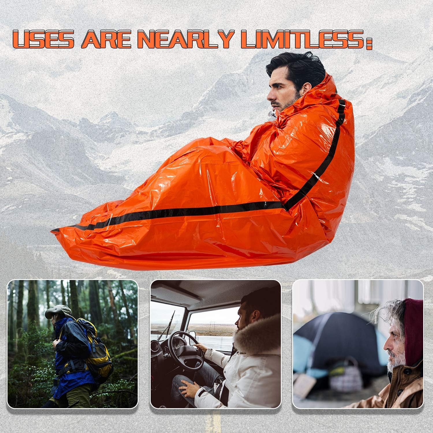 Emergency Gear Sleeping Bag Survival Bivy Space Blanket Outdoor Hiking Camping