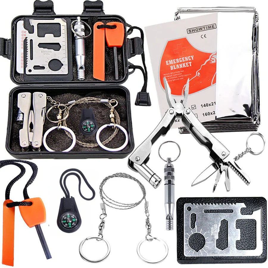 Camping Survival Kit, Stainless Steel Waterproof for Gym Outdoor