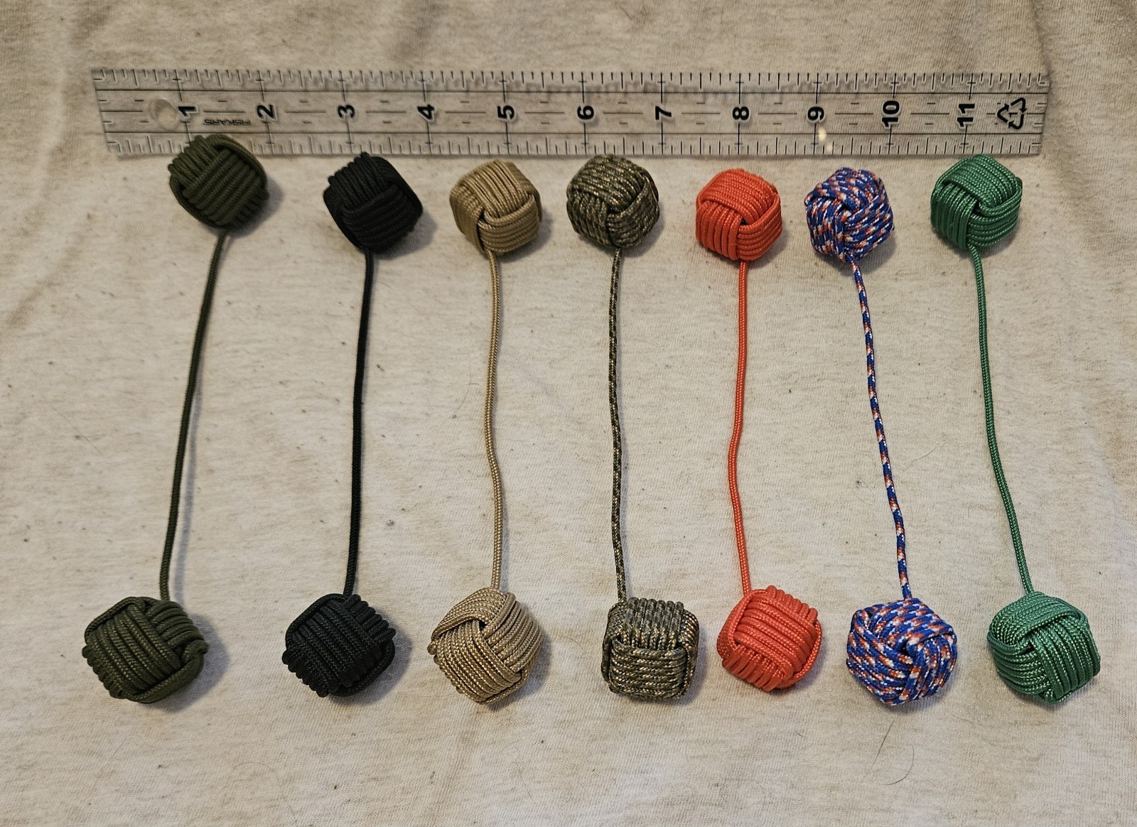 275 Paracord Begleri Double Monkey’s Fist Nautical Knots Fidget 16mm dice @ 7.5″
