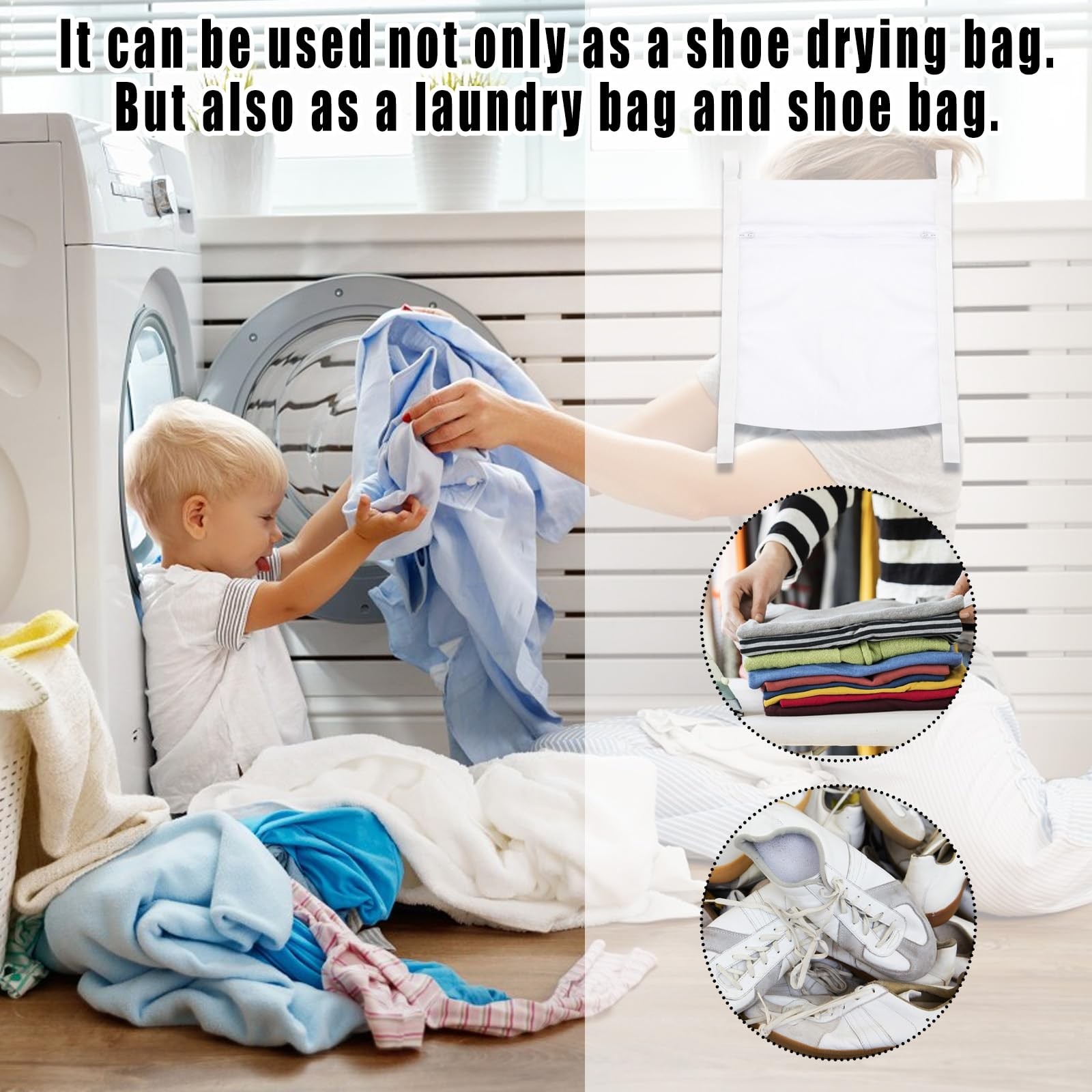 Laundry Bags,Sneaker Wash & Dry Net Bag for Dryer 7.48×5.51 x1.18, white