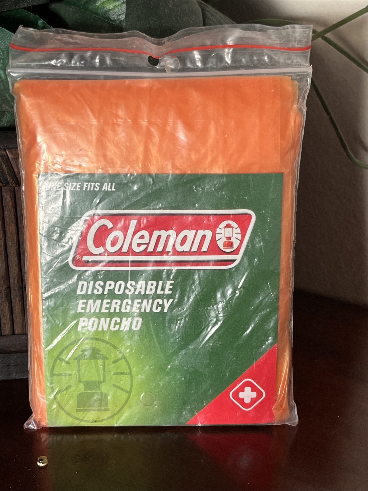 Coleman Poncho Rain Disposable Emergency Bright Orange, One Size, NIP NWT