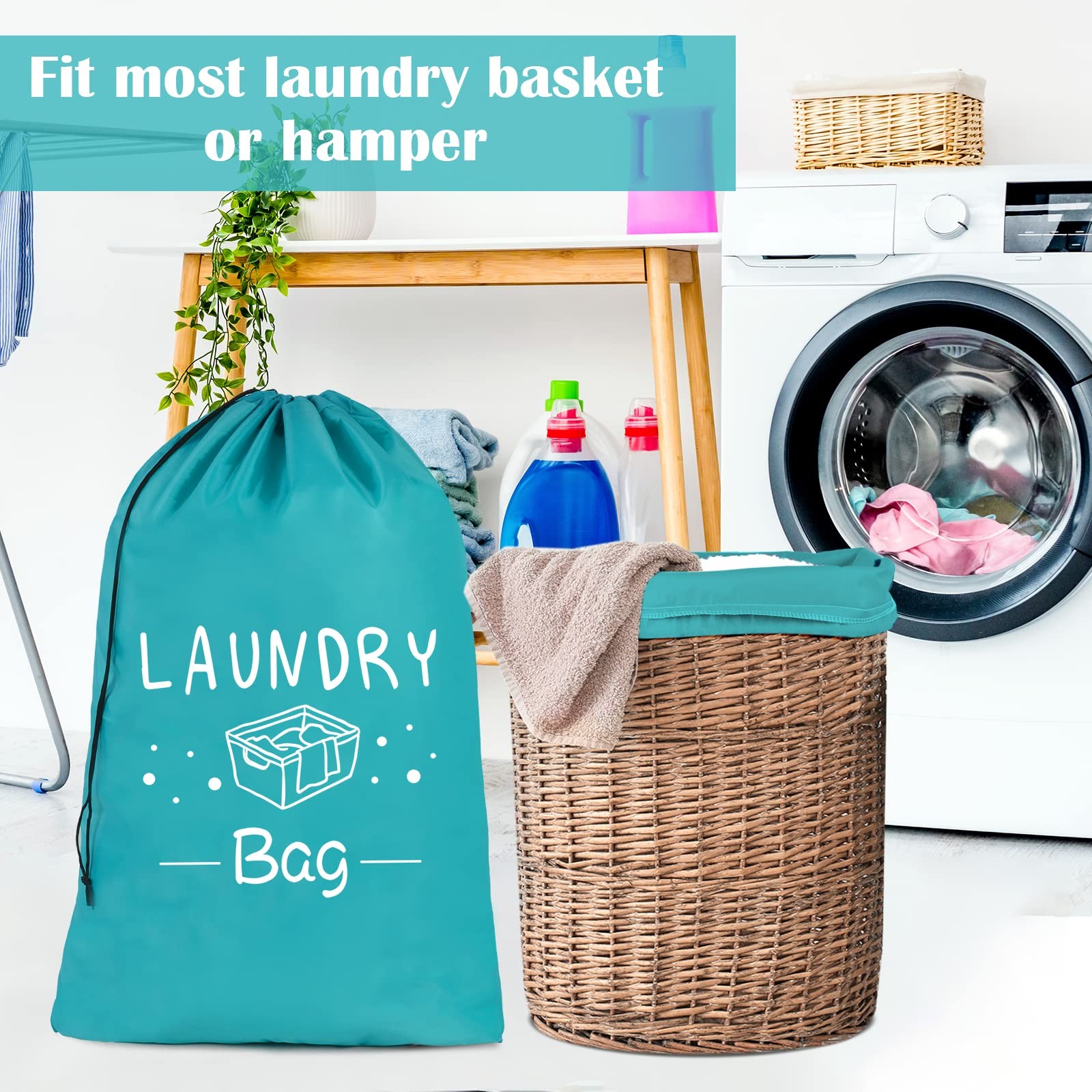 Sylfairy 2 Pack Extra Large Travel Laundry Bag, Dirty 24″ x 36″, Grey+Blue