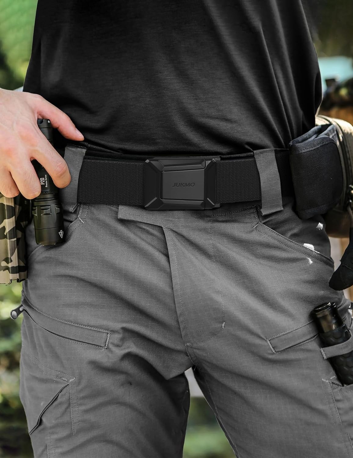 JUKMO Tactical Belt Men Stretch Nylon 1.5in Quick Release