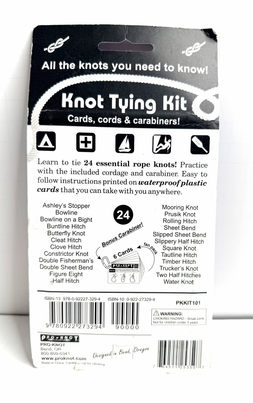 Pro-Knot Tying Kit Learn 24 Rope Knots Camping Boating Survival Scout New Sealed
